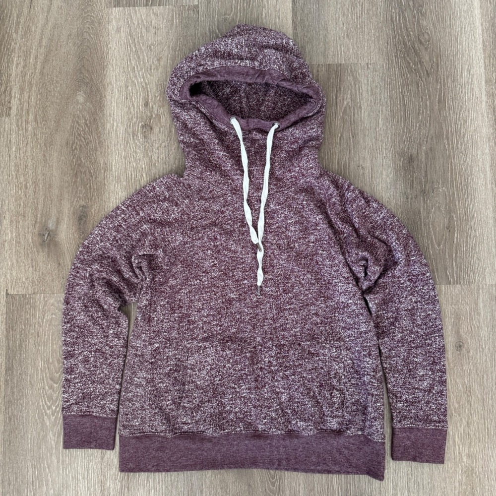 Jo & Co Jeans Hoodie Women Large Burgundy Marled Cowl Neck Pullover Sweatshirt